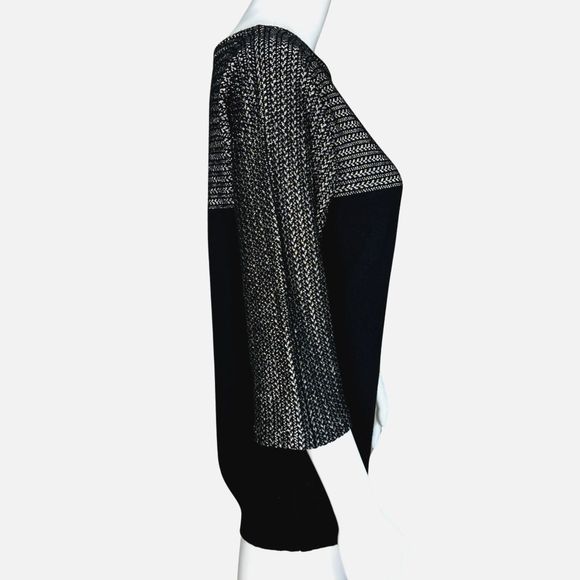 Lauren Ralph Lauren Sweater Women Small Black Silver Metallic Casual Edgy Preppy - Picture 2 of 7